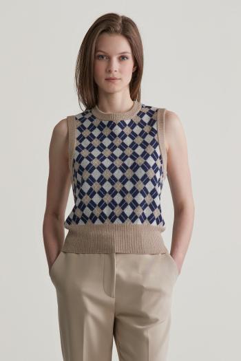 VESTA GANT ARGYLE C-NECK VEST CARAMEL BEIGE