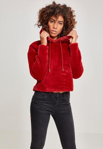 Urban Classics Ladies Oversize Short Teddy Hoody burgundy - XS