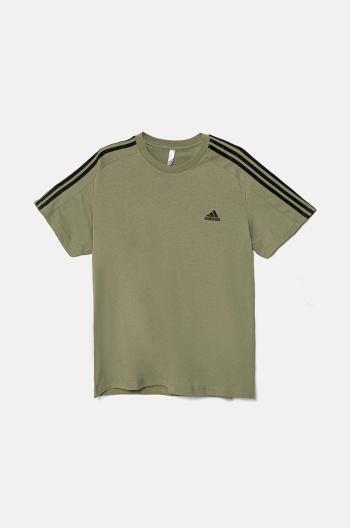 Bavlněné tričko adidas Essentials zelená barva, s aplikací, JE0346