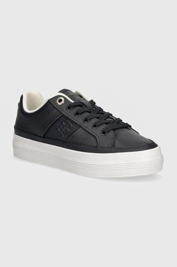 Kožené sneakers boty Tommy Hilfiger ESSENTIAL VULC SNEAKER MONOGRAM tmavomodrá barva, FW0FW07945