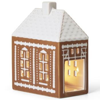 Svícen na čajovou svíčku GINGERBREAD LIGHTHOUSE 15,5 cm, hnědá, kamenina, Kähler