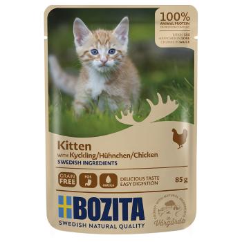 12x85g Bozita Kitten falatok szószban csirke 12 x 85 g nedves macskatáp