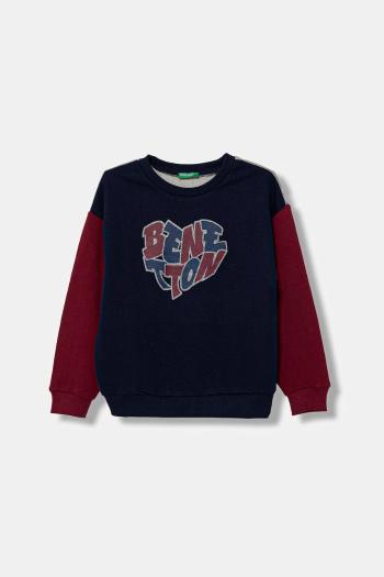 Detská bavlnená mikina United Colors of Benetton tmavomodrá farba, vzorovaná, 3J68C10Q0