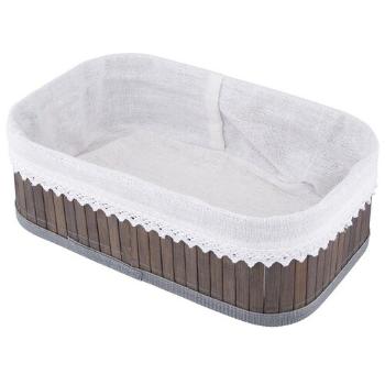 Altom Coș de depozitare din bambus cu dantelă, 25x 15 x 8 cm, S