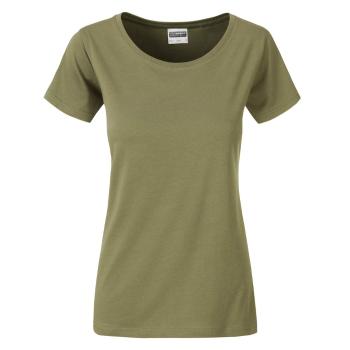 James & Nicholson Klasické dámské tričko z biobavlny 8007 - Khaki | L