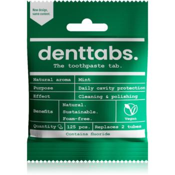 Denttabs Natural Toothpaste Tablets with Fluoride pasta de dinti cu Fluor tablete Mint 125 tbl