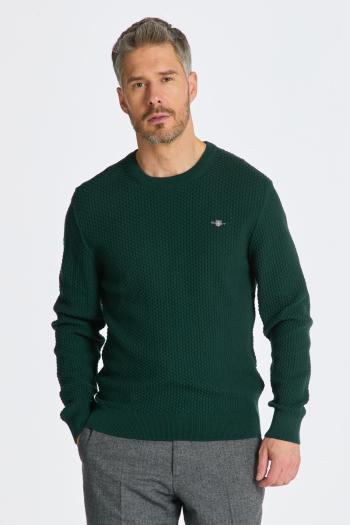 SVETR GANT COTTON TEXTURE C-NECK TARTAN GREEN