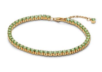 Pandora Tenisový pozlacený náramek se zelenými zirkony Timeless Shine 561469C02 18 cm