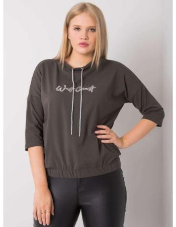 Dámská halenka s kamínky plus size LATORE tmavě khaki  