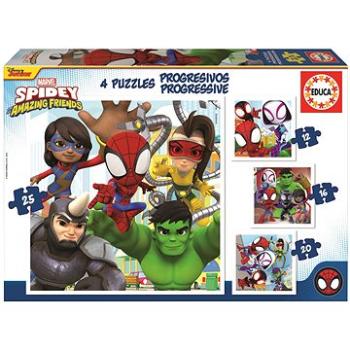 Educa Puzzle Spidey a jeho úžasní přátelé 4v1 (12,16,20,25 dílků) (19295)