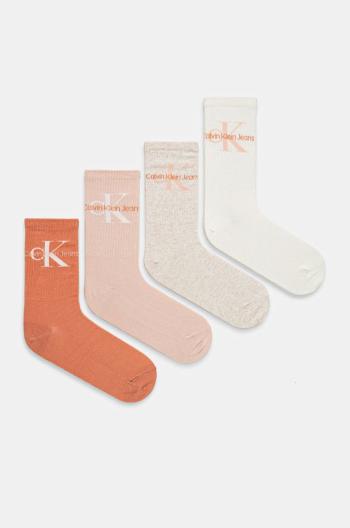 Ponožky Calvin Klein Jeans 4-pack dámské, oranžová barva, 701229462