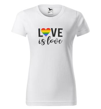 Tričko LBGT Love is love (Velikost: XL, Typ: pro ženy, Barva trička: Bílá)