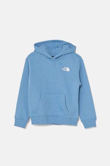 Dětská mikina The North Face VERTICAL GRAPHIC OVERSIZED HOODIE modrá barva, s kapucí, s potiskem, NF0A89HD3O41