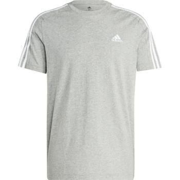 adidas ESSENTIALS SINGLE JERSEY 3-STRIPES Pánské triko, šedá, velikost