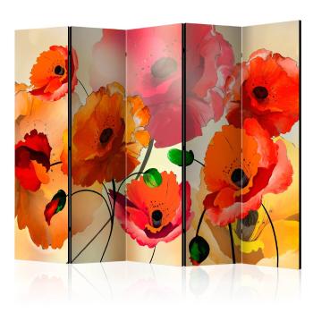 Paraván Velvet Poppies Dekorhome 225x172 cm (5-dílný)