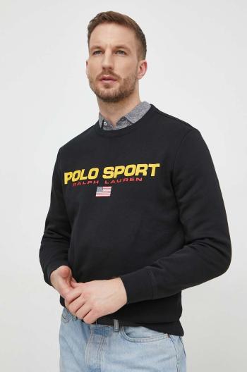 Mikina Polo Ralph Lauren pánská, černá barva, s potiskem, 710835770