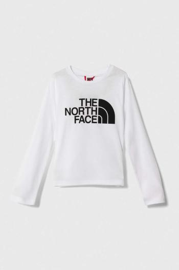 Dětské bavlněné tričko s dlouhým rukávem The North Face L/S EASY TEE bílá barva, s potiskem