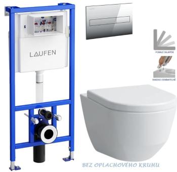 LAUFEN Rámový podomítkový modul CW1 SET s chromovým tlačítkem + WC LAUFEN PRO RIMLESS + SEDÁTKO H8946600000001CR LP1