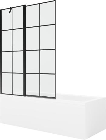 MEXEN/S Cubik obdélníková vana 150 x 70 cm s panelem + vanová zástěna 120 cm, černá vzor 550315070X9412117077