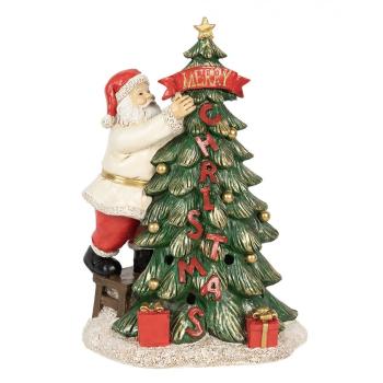 Svítící dekorace Santa zdobící stromek Merry Christmas - 15*10*22 cm 6PR4179