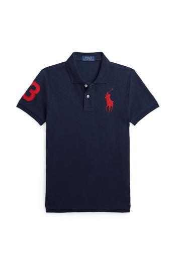 Dětská bavlněná polokošile Polo Ralph Lauren tmavomodrá barva, s potiskem, 323708861113