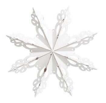 Bílá antik kovová nástěnná dekorace sněhová vločka Snowflake - 43*6 cm 52075301