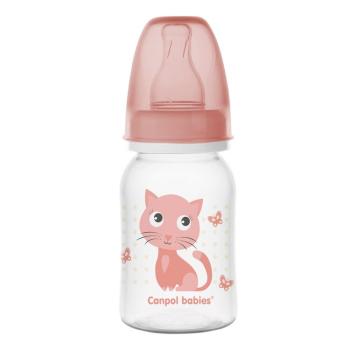 CANPOL BABIES Lahev s potiskem CUTE ANIMALS 120ml - růžová