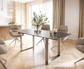 Jídelní stůl Edge 200x100 cm keramika zaoblená Laminam® Nero