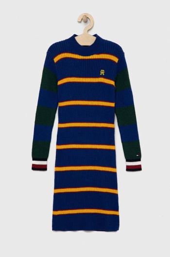 Dětské šaty Tommy Hilfiger tmavomodrá barva, midi