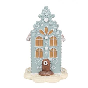 Modrá vánoční perníková chaloupka Gingerbread House - 13*13*20 cm  6PR4356