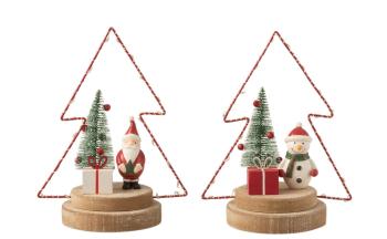 Set 2ks dekorace Santa a sněhulák ve svítícím led stromku -  16*10*21 cm 17315