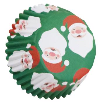 Cakesupplies Vánoční košíčky na muffiny - Santa zelené 30 ks