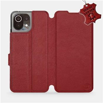 Kožené flip pouzdro na mobil Xiaomi Mi 11 Lite LTE / 5G - Tmavě červené -  Dark Red Leather (5903516701261)