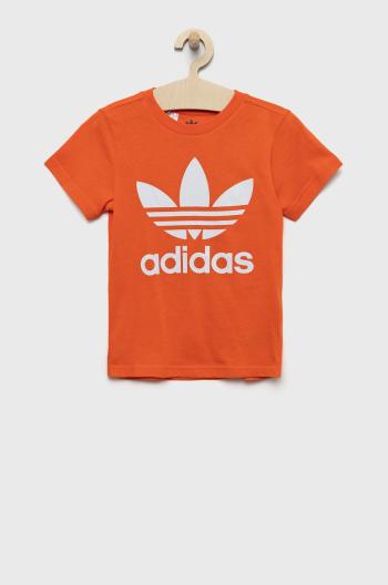 Dětské bavlněné tričko adidas Originals oranžová barva, s potiskem