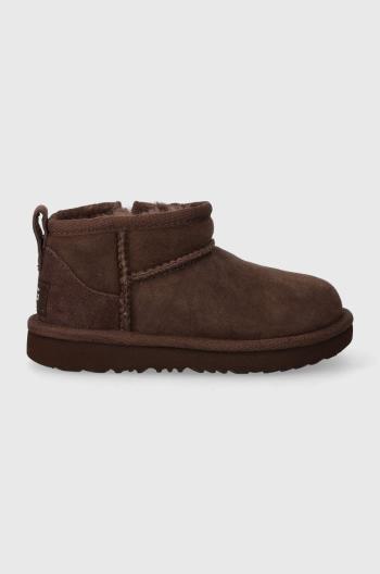 Dětské semišové sněhule UGG T CLASSIC ULTRA MINI hnědá barva