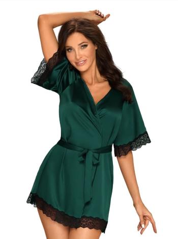 Smyslný župan Sensuelia peignoir green - Obsessive XXL Zelená