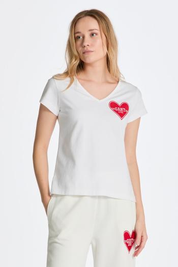 TRIČKO GANT CV. COLLEGIATE HEART SS T-SHIRT WHITE