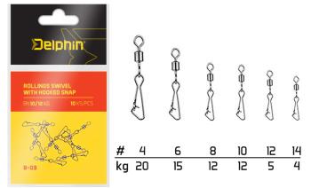 Delphin Karabinka s obratlíkem Rollings Swivel with Hooked Snap B-03 10ks - Velikost 4/20kg