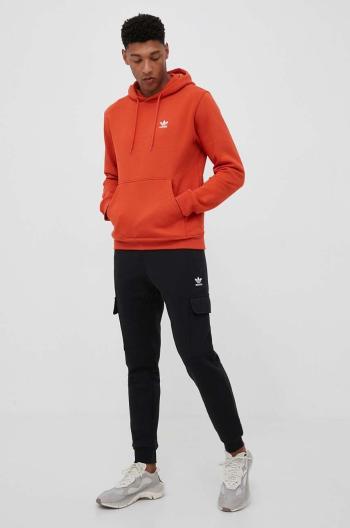 Mikina adidas Originals pánská, oranžová barva, s kapucí, hladká