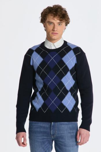 SVETR GANT ARGYLE C- NECK EVENING BLUE