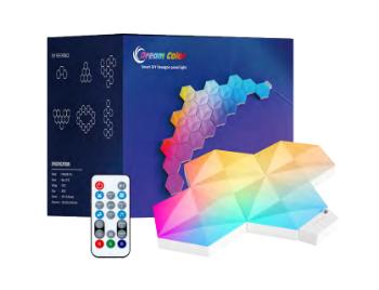 Digitális RGB HEXALED szett , 10 db-os , távirányítóval, USB , RGB + IC (digitális) , dimmelhető , WIFI/Bluetooth , TUYA , LEDISSIMO AMBIENT LIGHT