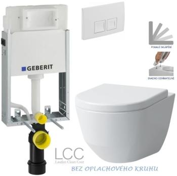 Geberit KOMBIFIX Basic tlačítko DELTA 50 Bílé WC LAUFEN PRO LCC RIMLESS + SEDÁTKO 110.100.00.1 50BI LP2