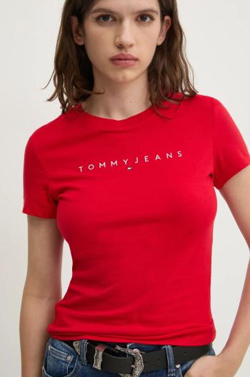 Bavlněné tričko Tommy Jeans červená barva, DW0DW18398