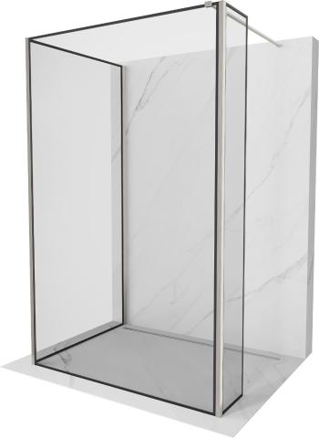 MEXEN/S Kioto Sprchová zástěna WALK-IN 100 x 80 x 40 cm, černý vzor, nikl kartáčovaná 800-100-080-221-97-70-040