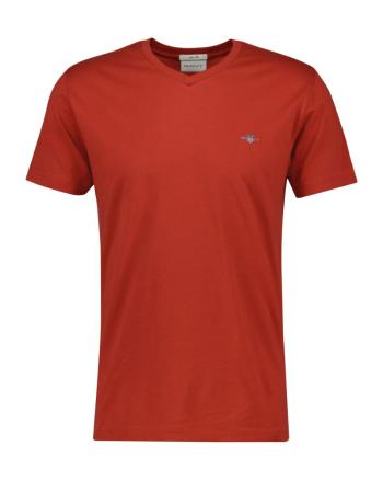 TRIČKO GANT SLIM SHIELD V-NECK T-SHIRT IRON RED