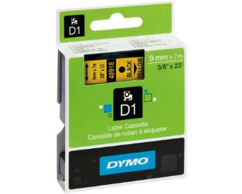 Dymo D1 40918, S0720730, 9 mm x 7 m, černý tisk / žlutý podklad, originální páska