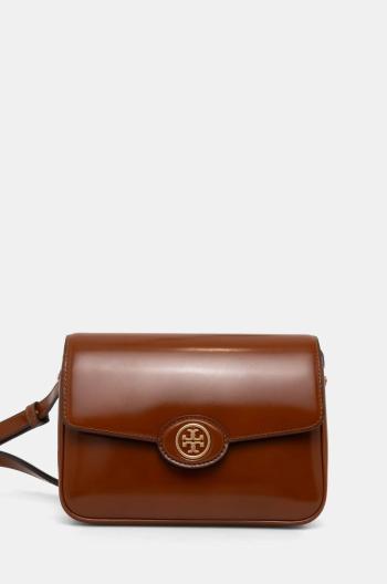 Kožená kabelka Tory Burch Robinson hnědá barva, 143122.223