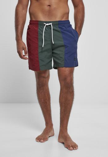 Urban Classics 3-Tone Swim Shorts burgundy/bottlegreen - L