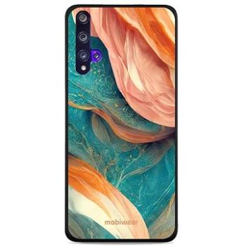 Mobiwear Glossy lesklý pro Huawei Nova 5T / Honor 20 - G025G - Azurový a oranžový mramor (5904808526562)