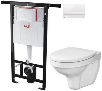 ALCADRAIN Jádromodul předstěnový instalační systém s bílým tlačítkem M1710 + WC CERSANIT DELFI + SEDÁTKO AM102/1120 M1710 DE1